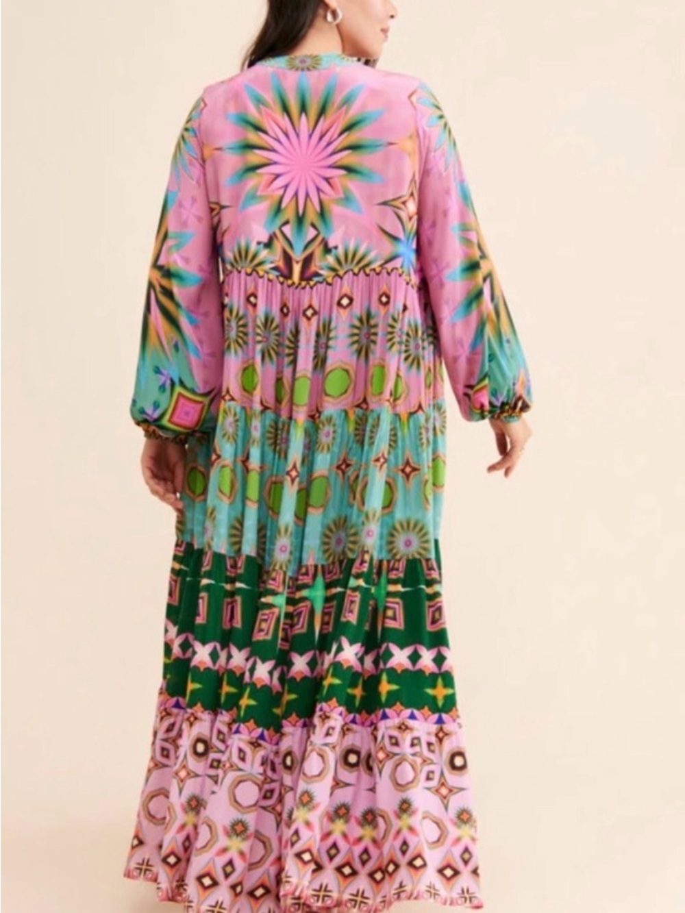 Anthropologie Seventh Heaven By Saddartha Bansal Mixed Print Maxi Dress 3X - Picture 12 of 14
